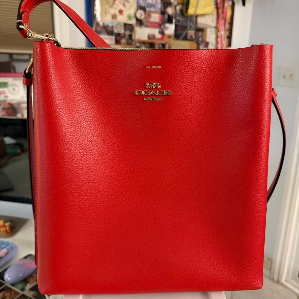 EUC Coach Red Leather Shoulder Bag